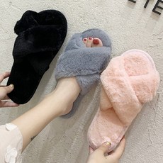 방한 X스트랩 털슬리퍼 털X슬리퍼
