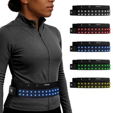 야간 러닝 라이트 조깅 반사 컬러웨이 LED 벨트 - 기능이 있는 조명 스트립이 탈부착 가능한 기어 5가지 밝은 색상 USB 충전식 조절 허리팩 고가시성 안전 남녀공용