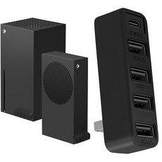 Joso 4 포트 Xbox Series X & S용 USB 허브 3.0 외장 하드 드라이브용 타입-C가 있는 USB 스플리터 확장 어댑터 컨트롤러 충전기 키보드 마우스 등, 블랙