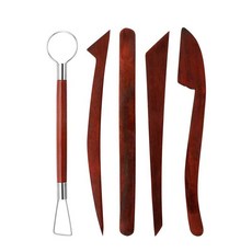 陶藝工具 陶泥工具 陶泥FS1-9帶鋼絲紅木刀 陶藝泥塑刀雕塑工具8寸5件套 手工diy套組陶藝工具套裝diy陶藝工具, 1個, 紅木刀-5件套