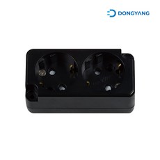 동양전자 노출형 2구접지콘센트(나사타입2홀) 블랙, 1개