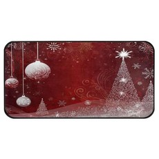 크리스마스 진저브레드 맨 주방 매트 2개 세트 겨울 지팡이 캔디 러그 2피스 바닥 세탁 가능한 미끄럼 방지 실내 침실 거실 욕실 홈 데코, 크리스마스 트리 눈송이