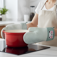 유하리온 안전한 실리콘 내열 오븐 장갑 양손, 1세트, 민트