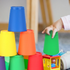 학습용 컵 쌓기 플라스틱 도미노 교육용 장난감 컵 쌓기 운동 다색 다채로운 국내생산 스택스 낱개형, 옐로우