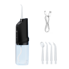 KIKOKO 휴대용 무선 구강세정기 구강관리 IPX7 급방수 + 4개 노줄팁, 블랙, A20