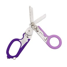 6合一多功能剪刀工具 男 剪刀 折疊 急救 消防 救難 戰術 工具鉗 求生 露營 登山 緊急剪刀 避難用, 1個, 雙紫