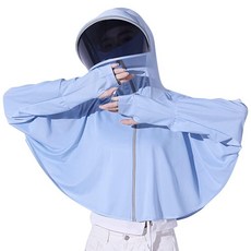 여성용 자외선 차단 셔츠 후드 재킷 긴소매 숄 아이스 실크 빠른 건조 스웨트셔츠 네이비 104637, 블루, 1개