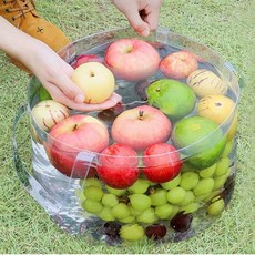 코너팩토리 캠핑 접이식 양동이 설거지통 다용도 물통, 투명