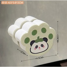36 brushes 卡通鏡面擦 玻璃清潔海綿 貓爪造型 可黏貼重複沖洗, 1個, 小熊貓