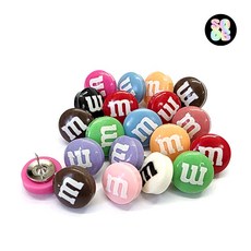 20p m 쵸코볼 귀여운 압정 간식 엠엔엠즈 쵸콜렛 푸쉬핀 셋트 데스크 벽꾸미기 엽서 사진 크로크보드 게시판 지도 사무실 침실벽꾸미기, 1세트, 20개