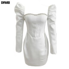 DFMEI 스퀘어넥화이트벌룬첫사랑프렌치원피스 9413