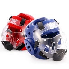 FIVING 태권도 헤드기어 복싱 무술 격투 머리보호대 안면보호구포함 머리보호대, 1개, 푸른색