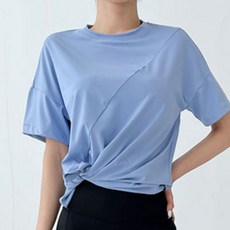 여성 스트레치 편안한 착용감 데일리 사이드 슬릿 힙커버 루즈핏 스타일 반팔