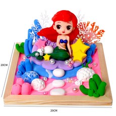 臺灣熱銷 新款微景觀 兒童手工diy材料包製作滴膠沙盤小夜燈場景男女孩玩具, 美麗人魚(不帶滴膠), 1個