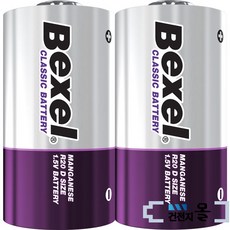 벡셀 망간 건전지D 1.5V 2P D형건전지 R20 무수은, 2개입, 1개