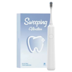 Sweeping Vibration 聲波電動牙刷 MT001，高速震動深層清潔，抗菌刷毛呵護牙齦, 白色, 1個, MT001