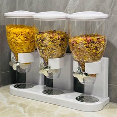 시리얼 디스펜서 더블 배럴 조식용 견과류 밀폐 업소용 이중 통 블랙 4L+2개 밀폐 마개, 1개