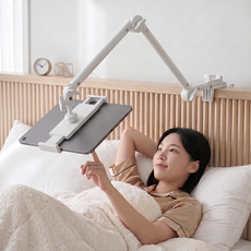 데스크픽 침대 핸드폰 거치대 누워서보는 태블릿, 1개, 화이트, 클립형