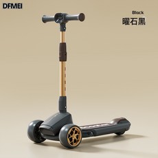 DFMEI 滑板車兒童2-6-8-12歲中大童小孩滑滑車可摺疊踏板車音樂燈光禮物, 1個, 曜石黑(音樂燈光+一鍵摺疊免安裝)