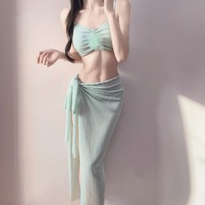 女士泰式比基尼分體三件式溫泉度假泳衣泳裝, 均號80-120斤拍均號