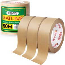 아뜰라임 크라프트 찢어쓰는 종이 박스 테이프 24mm x 50m, 3개