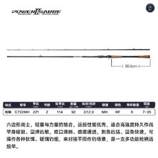 POWER ISABRE 重劍 S1062MH 遠投路亞釣竿, 重劍二代 C732MH【槍柄2節】