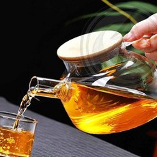 티포트 유리주전자 내열유리 차포트 대나무뚜껑 1L 빠른배송 받침 티세트 차용기