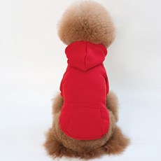OSON 애견 의류 강아지 옷 후드티 겨울 기모 후드 개옷 반려견 패션, 1개, 레드