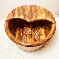 香柏木養生泡腳盆，實木足浴桶，穴位按摩泡腳木桶，台灣快速發貨, 經典碳化穴位款）26圓邊)+蓋+按, 1個