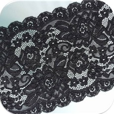 DKLACE-5411-F / (폭 13cm 길이1yd 5yd 기준) / 자가드 낙하판 스판 레이스 모음, 블랙(270cm_3yd기준), 1개