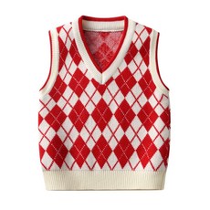 Ruby Kids青少年女童男童菱形針織背心 B124