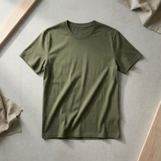 유니클로 에어리즘 코튼 크루넥 반팔 티셔츠 올리브