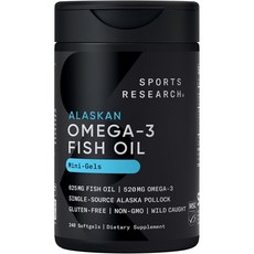 SPORTS RESEARCH Omega-3 520mg 魚油 625mg 濃縮軟膠囊, 1個, 240顆