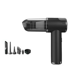 유앤미 휴대용 무선 청소기 차량용 강력 흡입 핸디 청소기, 블랙