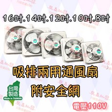 台達 吸排兩用通風扇 附安全網, 8吋
