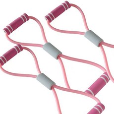 熱賣新品 8字拉力器開肩美背神器健身彈力帶家用瑜伽器材拉伸器八字拉力繩, 防滑海綿手柄仙女粉3根, 1個