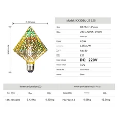 LED 3D 에디슨 조명 전구 E27 AC220V 빈티지 크리스마스 Ampoule 장식 홈 거실 대 한 다채로운 램프, 04 G95_02 220V