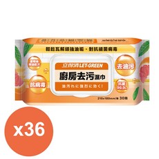 立得清 廚房去污濕巾30抽X36包, 1箱