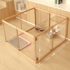 강아지 투명창 실내외 펜스 원목 대형 애견 아치형 문형, 1개, 8단 대형 문형 63cm