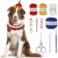 초보자용 알비안 크로셰 키트 캣 칼라 스타터 조절 가능한 니트 애완동물 스카프 모자 세트 비디오 튜토리얼 핸드메이드 선물