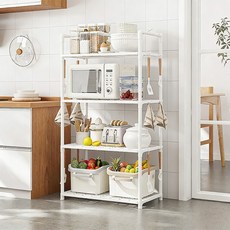 베랄롤 다용도 주방 선반 조립식 진열장 거실 욕실 가정용 전자레인지 다층 거치대, 4단, 화이트