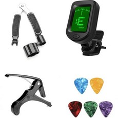 전문 기타 액세서리 세트 내구성 있는 카포 3in1 줄 감기기 커터 플라이어 클립 온 튜너 어쿠스틱 클래식 일렉트릭 기타용 피크