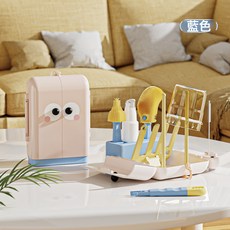 HUROYAL 奶瓶刷套裝 便攜式嬰兒奶瓶清潔工具, 芝麻開門-天藍色:1個, 1個