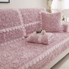 沙發坐墊 靠墊 坐墊 靠背腰墊 防滑 加厚冬季簡約現代沙髮墊坐墊布藝田園防滑加厚毛絨沙髮套沙髮巾罩墊子, 燈芯絨-嫩綠