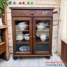 實木推車餐車 寬61深34高77公分, 胡桃色