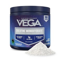 Vega 미립자 크레아틴 모노하이드레이트 파우더 무향 - 남성 및 여성용 순수 비건 크레아틴 5g 강도 성능 및 100회 분량 (499.0g(17.6온스), 1개