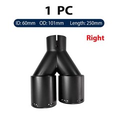 배기 무광 블랙 듀얼 아웃렛 머플러 시스템 노즐 파이프 자동차 외부 장식, 10. Right in60-out101mm, 기본