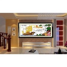 帆船圖案鎖繡 繡布工藝, diy一帆風順客廳十字繡圖案新款簡約現代刺繡清新, 1件