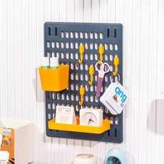 SMALLJOYS 접착식 페그보드 선반세트 P2 네이비옐로우 진열대