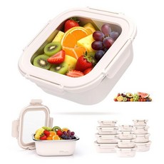 532.3ml(18온스) 스테인리스 스틸 런치 박스 누출 방지 강화 유리 뚜껑 포함 전자레인지 사용 가능 스테인리스 스틸 식품 보관 용기 쌓을 수 있는 냉동고 과일 스낵, Square - 30oz